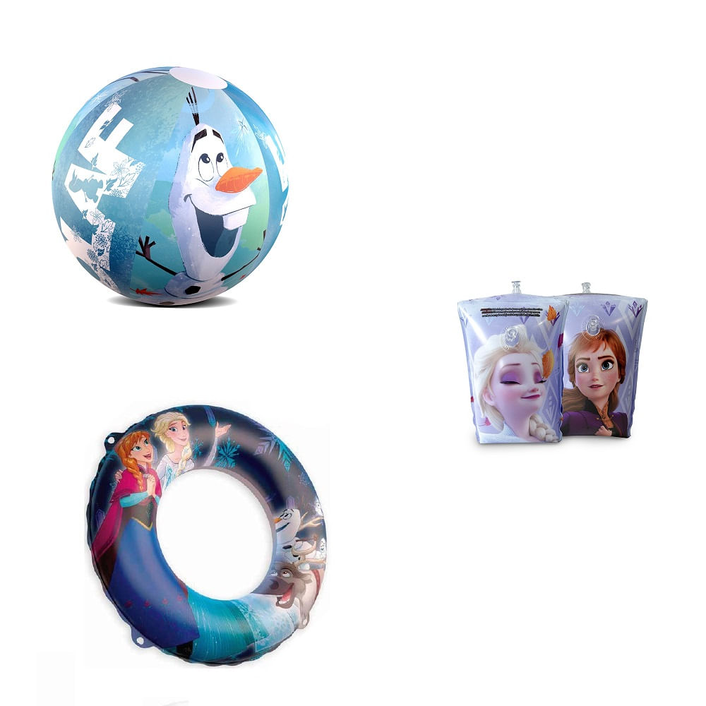 Kit Diversão Boia Circular, Boia de Braço e Bola FROZEN OLAF