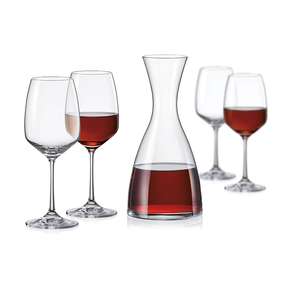 Jogo Decanter/Taças Cristal Transparente 1,5L/450Ml Bohemia Giselle 5 Peças