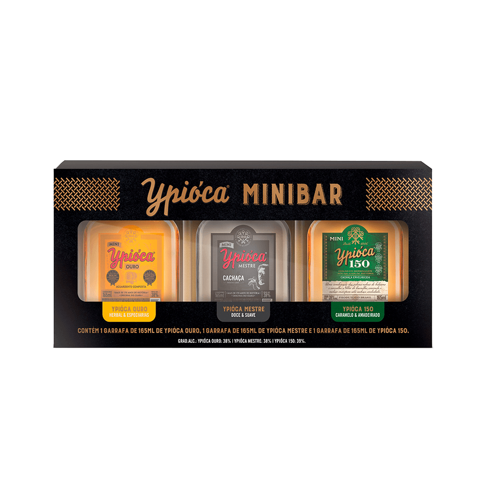 Kit Cachaça Ypióca Minibar 165ml - 3 Unidades - TheBar