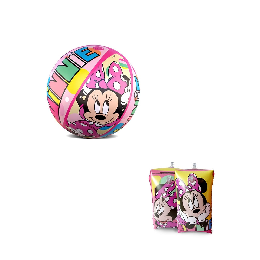 Kit Diversão Boia de Braço e Bola MINNIE - Original Disney