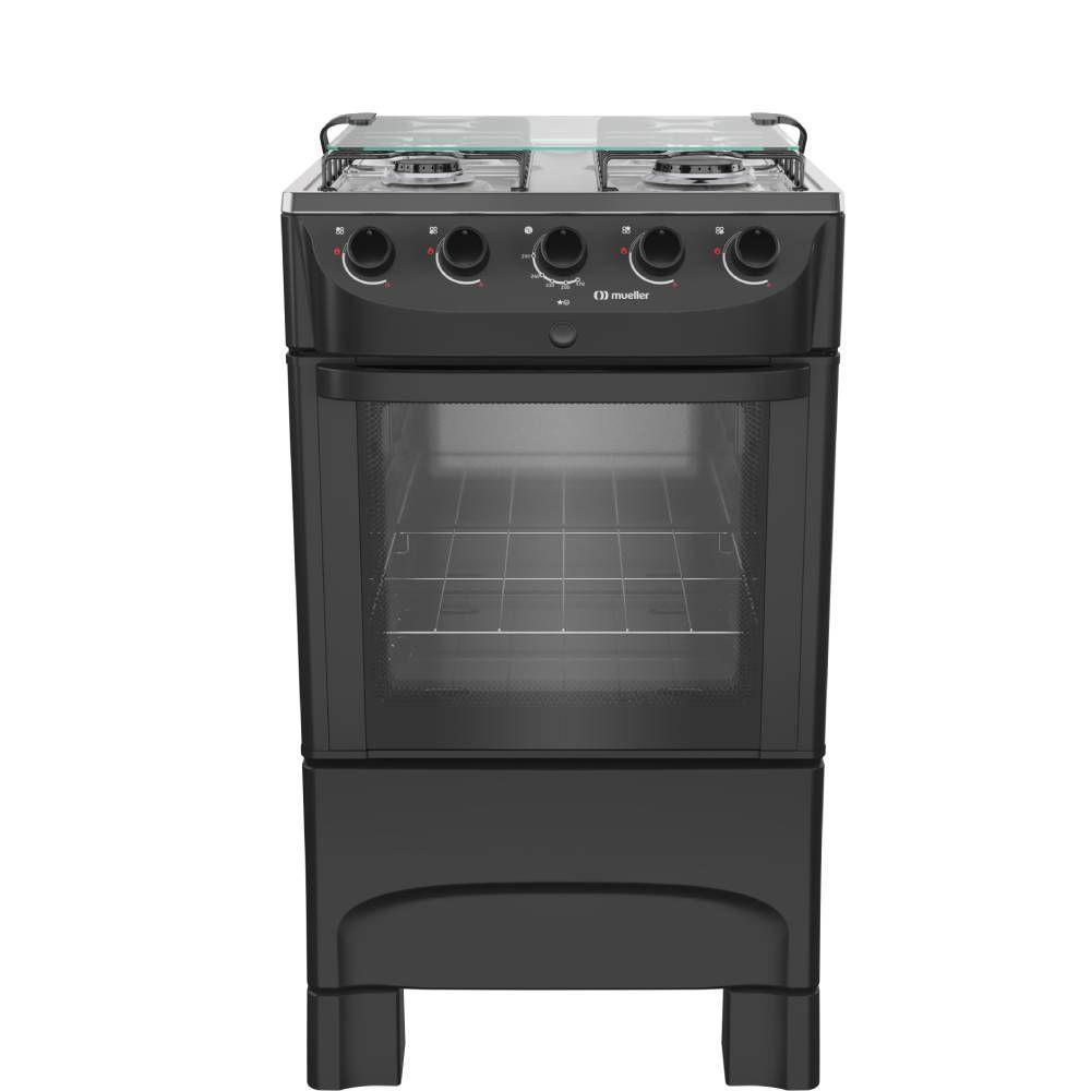 Fogao Mueller 4 Bocas Preto Mesa de Inox com Acendimento Automático Bivolt (MFI4BB) - WebContinental