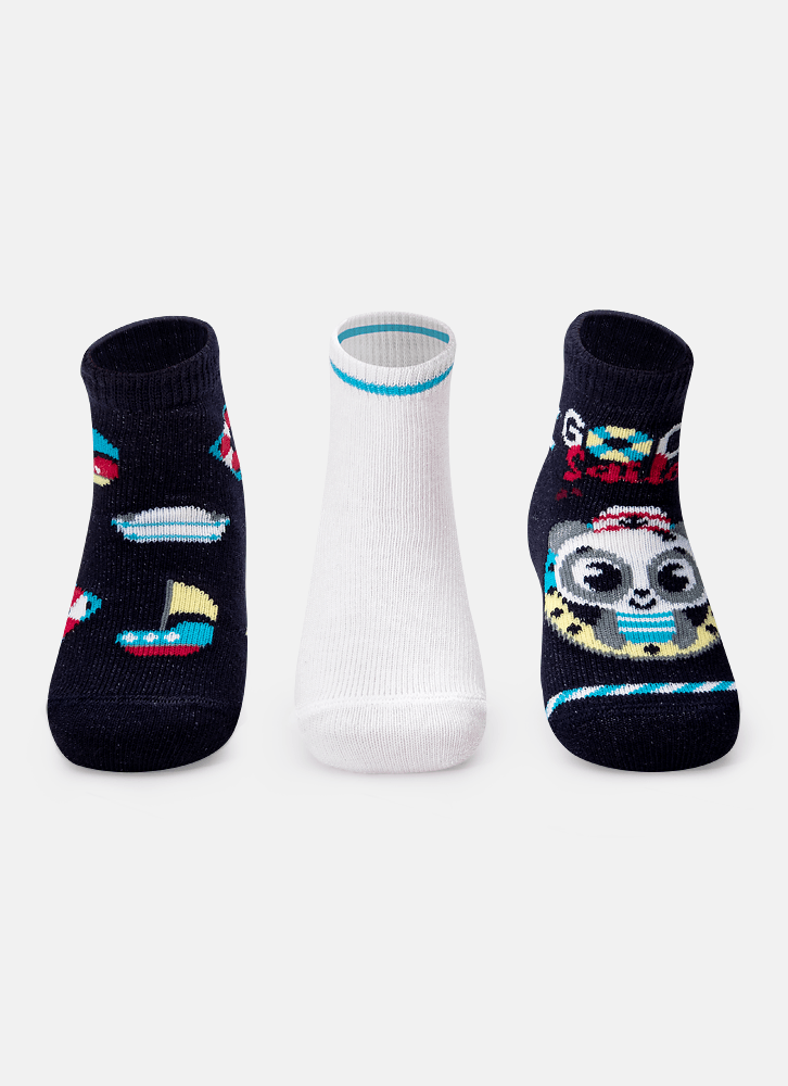 Kit com 3 Meias Cano Médio Bebê Menino Panda - Puket