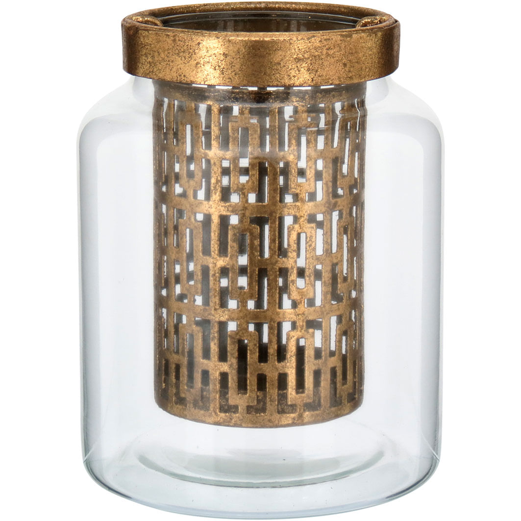 Lanterna Vidro Dourado Liban 14X11X11Cm