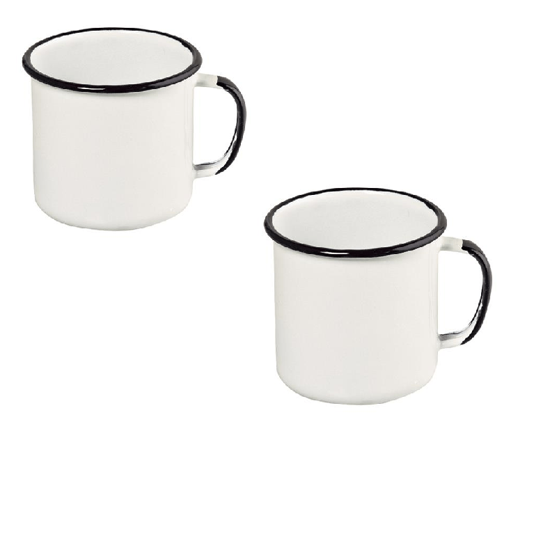 Canecas 2 (duas) de qualidade em Agata - 370ml -branca-Ewel - Utensílios do Chef