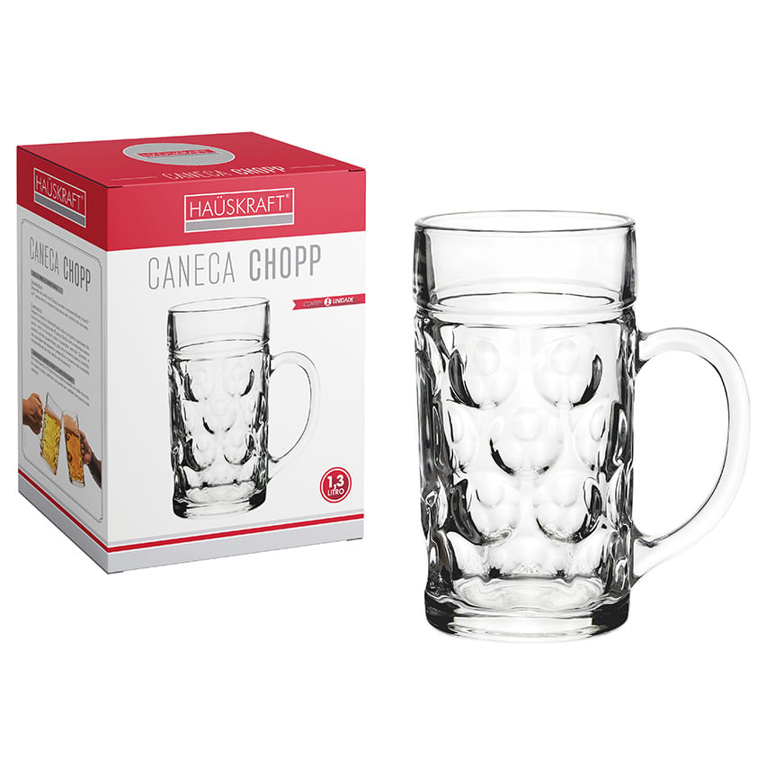 Caneca Chopp Vidro 20 cm 1L Hauskraft