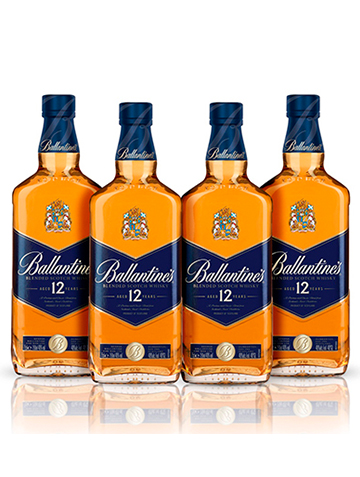 Pack 4 garrafas Whisky Ballantine's 12 anos 750ml
