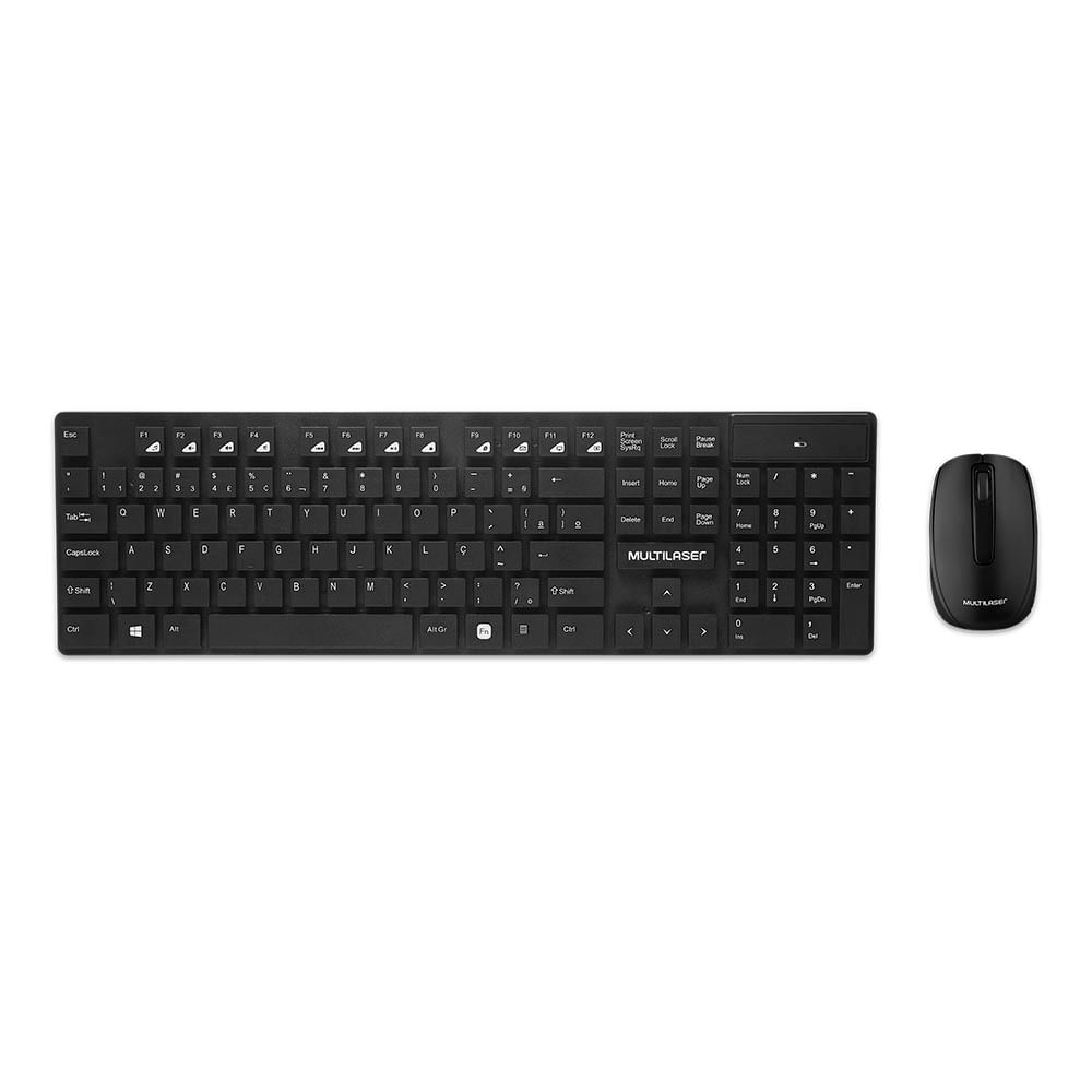 Kit Combo Teclado e Mouse Sem Fio Preto - TC251 - WeConnect