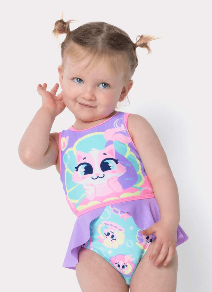 Maio Com Proteção Solar Bebê Menina Gata Sereia - Puket